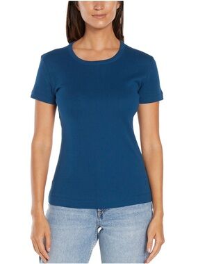 THREE DOTS Classic Crewneck Short Sleeve Tee - Blue